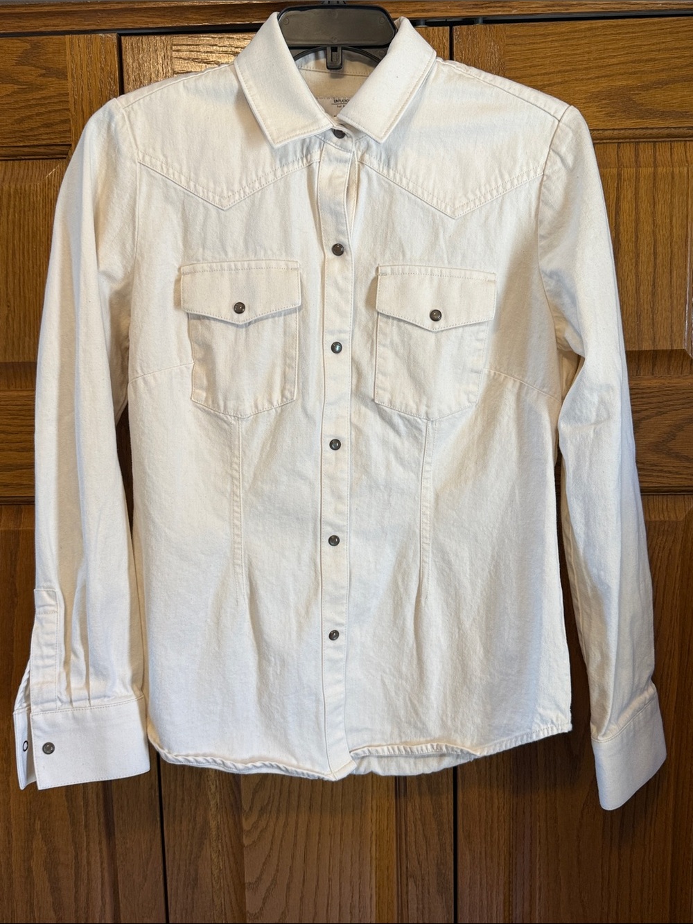 UNTUCKit Women’s Western Snap-Down Shirt-Cream- Size 2
